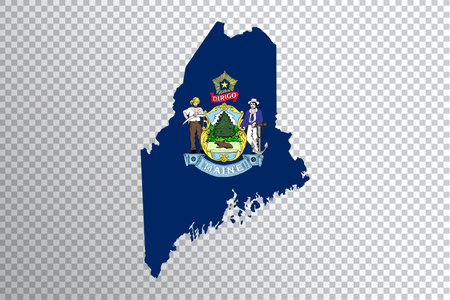 Maine flag on map, transparent backgroundの写真素材