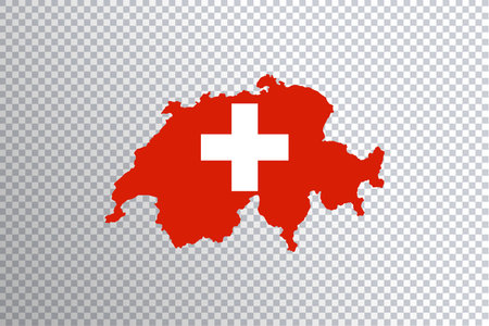 Switzerland flag on map, transparent background, Clipping pathの写真素材