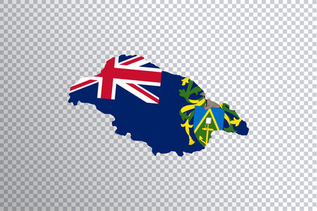 Pitcairn flag on map, transparent background, Clipping pathの写真素材
