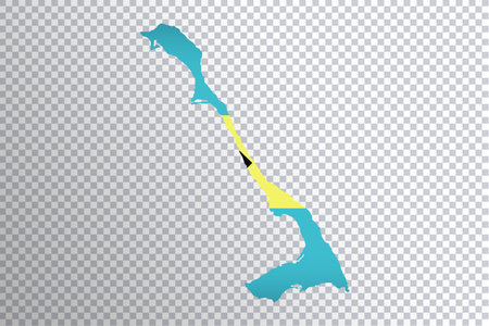 Bahamas flag on map, transparent backgroundの写真素材