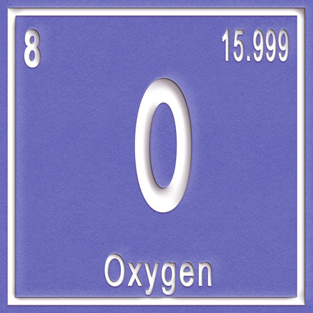 Oxygen chemical element, Sign with atomic number and atomic weight, Periodic Table Elementの写真素材