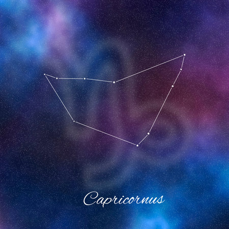 Capricorn zodiac sign, constellation lines, Capricorn symbolの写真素材