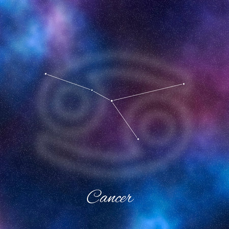 Cancer zodiac sign, constellation lines, Cancer symbolの写真素材