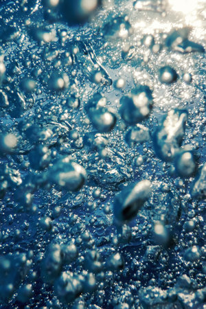 Underwater Air Bubbles with sunlight, Background Bubblesの写真素材