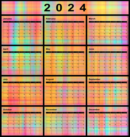 2024 calendar, week start Sunday, modern designの写真素材
