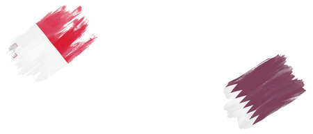 Malta and Qatar Flags on White Background