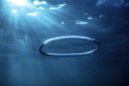 Bubble Ring Underwater Ascends Towards The Sun