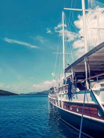Wooden Yacht In Sea Port, Travel Conceptの写真素材