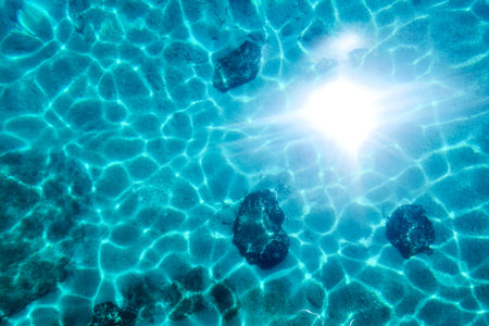 Turquoise Sea Surface, Ripple Water, Top view of beautiful Caribbean Sea