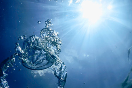 Air Bubbles, Underwater Bubbles Abstract Underwater Backgroundの写真素材