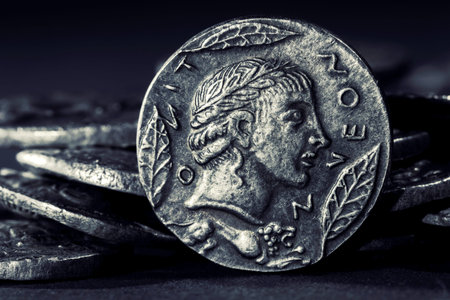 Ancient Greek Coin, Sicily, Leontini, Apollo, three leaves, lion, Charioteer, Nike flying, Silver ...