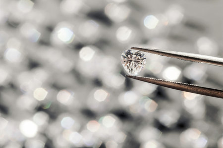 Heart-Shaped brilliant in Tweezers, Heart diamond