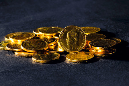 Russian Gold Coins, Nicholas II Romanov tsar of Russiaの写真素材