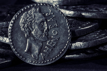 Roman Coin, Ahenobarbus denarius,  L Ahenobarbus, Trophy on Prow , Silver Coin, 41 BC