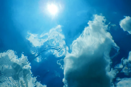 Underwater View of the Water Surface. Underwater Backgroundの写真素材