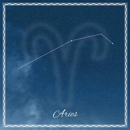 Aries zodiac sign, constellation lines, Aries symbol