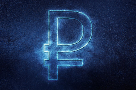 Russian Ruble, RUB RubleÂ currency,Â Monetary currency symbol, Blue symbolの写真素材