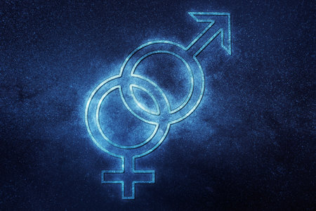 Male and Female sex symbol, Heterosexuality,Â Sex Education, Blue symbolの写真素材