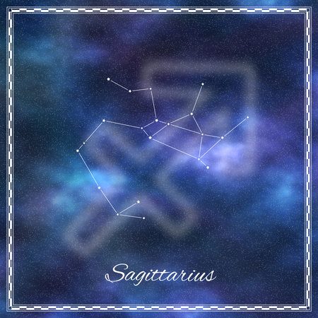 Sagittarius zodiac sign, constellation lines, Sagittarius symbolの写真素材