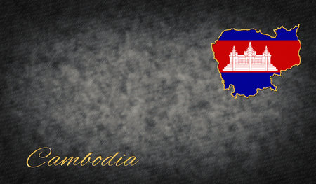 Cambodia Symbols, Map of Cambodia Backgroundの写真素材