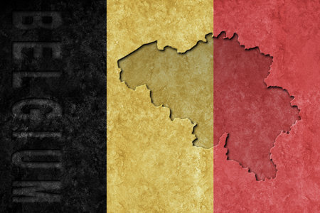 Belgium Metallic flag, Textured flag, grunge flagの写真素材