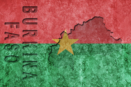 Burkina Faso Metallic flag, Textured flag, grunge flagの写真素材