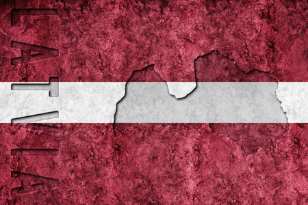 Latvia Metallic flag, Textured flag, grunge flagの写真素材