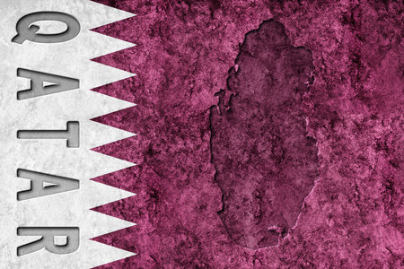 Qatar Metallic flag, Textured flag, grunge flagの写真素材