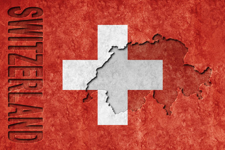 Switzerland Metallic flag, Textured flag, grunge flagの写真素材