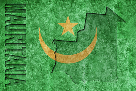 Mauritania Metallic flag, Textured flag, grunge flagの写真素材