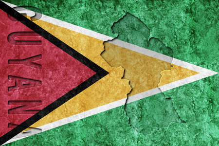 Guyana Metallic flag, Textured flag, grunge flagの写真素材