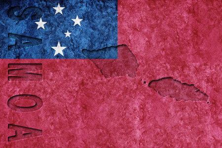 Samoa Metallic flag, Textured flag, grunge flagの写真素材
