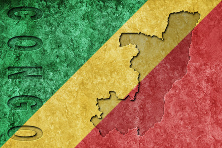 Republic of the Congo Metallic flag, Textured flag, grunge flagの写真素材