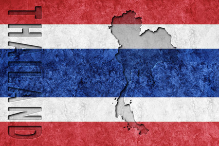Thailand Metallic flag, Textured flag, grunge flagの写真素材
