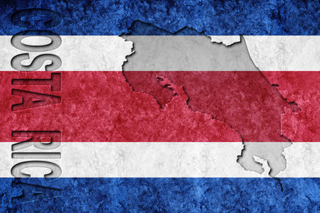 Costa Rica Metallic flag, Textured flag, grunge flagの写真素材
