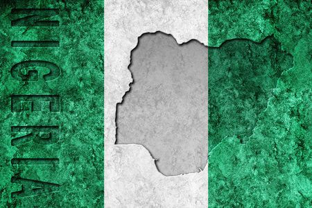 Nigeria Metallic flag, Textured flag, grunge flagの写真素材