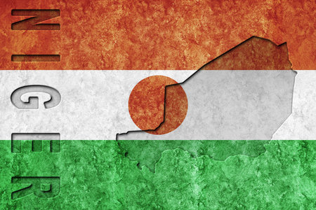 Niger Metallic flag, Textured flag, grunge flagの写真素材