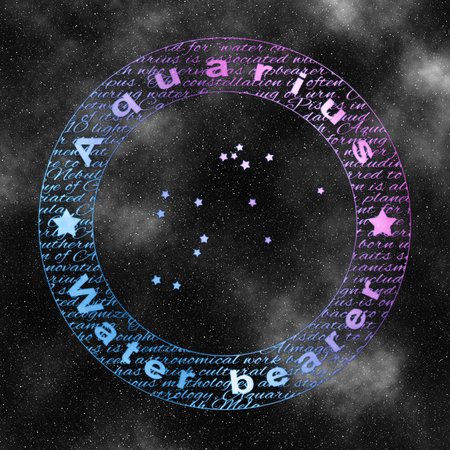 Aquarius Constellation, Star Patterns, Zodiac Constellation, Water Bearer, Water Carrierの写真素材