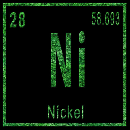 Nickel Chemical Element, On Blackの写真素材
