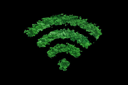 Wireless internet access, free wifi connection, Internet technology, networking concept, Wifi Green Symbolの写真素材