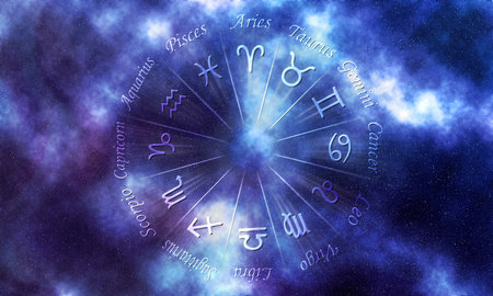Astrology Zodiac Wheel, Horoscope Signs, Astrology Symbolsの写真素材