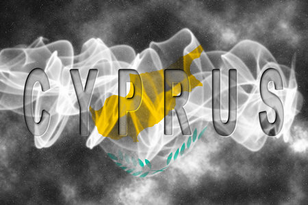 Cyprus Flag with Starry Background Smoke Effectの写真素材