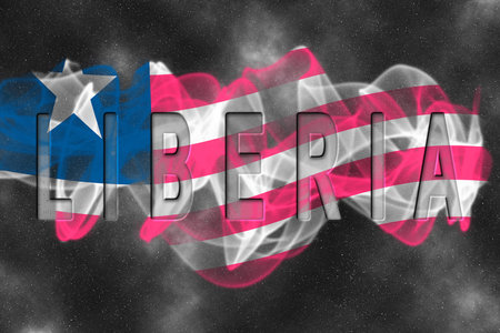 Liberia Flag with Starry Background Smoke Effectの写真素材