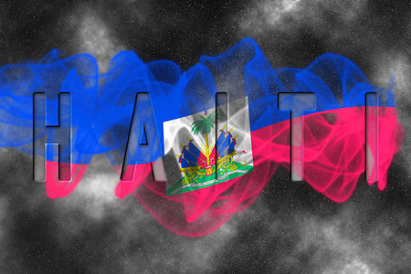 Haiti Flag with Starry Background Smoke Effectの写真素材