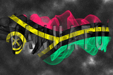 Vanuatu Flag with Starry Background Smoke Effectの写真素材