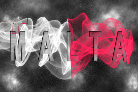 Malta Flag with Starry Background Smoke Effectの写真素材
