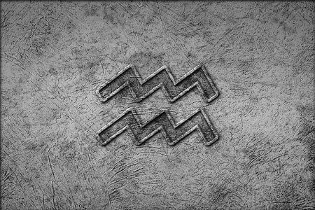 Aquarius horoscope symbol, Aquarius vintage style zodiac signの写真素材