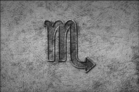 Scorpio horoscope symbol, Scorpio vintage style zodiac signの写真素材