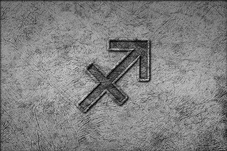 Sagittarius horoscope symbol, Sagittarius vintage style zodiac signの写真素材