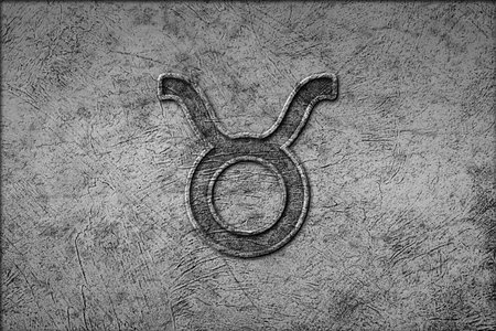 Taurus horoscope symbol, Taurus vintage style zodiac signの写真素材